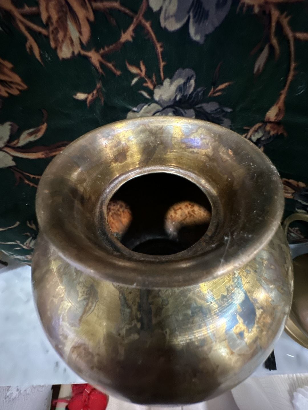 Vintage Brass Vessel Urn Pot Antique Patina Decor 2