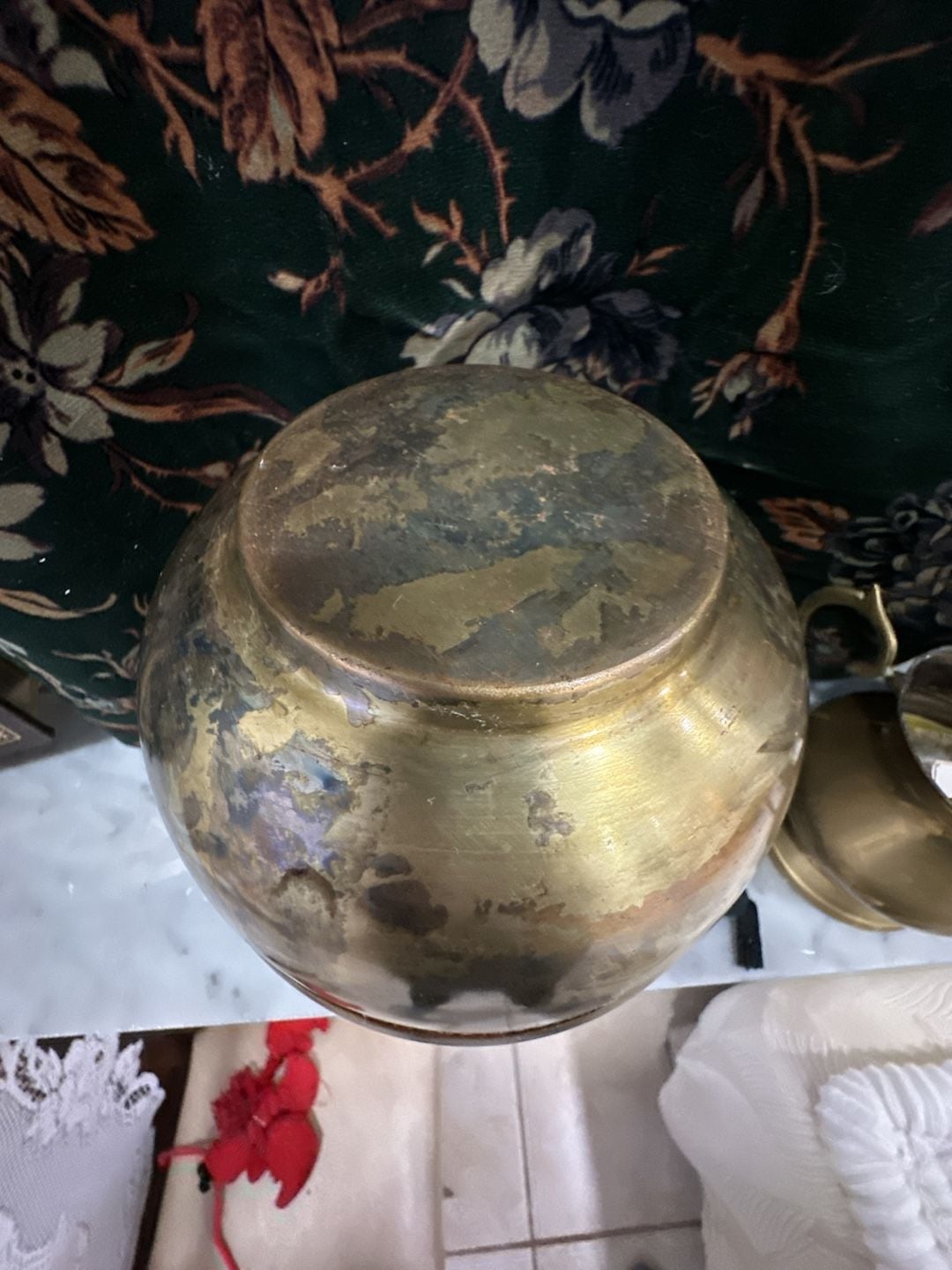 Vintage Brass Vessel Urn Pot Antique Patina Decor 3