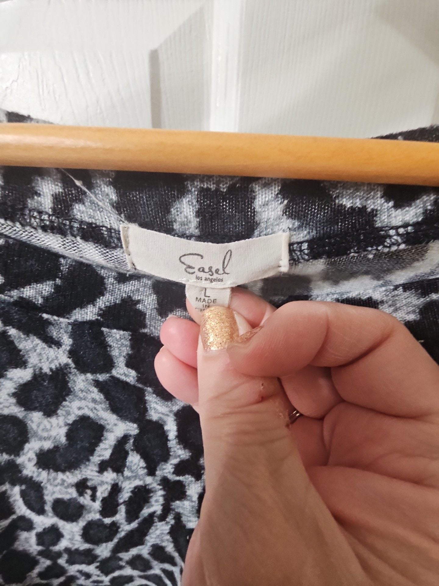 Easel Leopard Print Balloon Sleeve Top Size L Black White 4