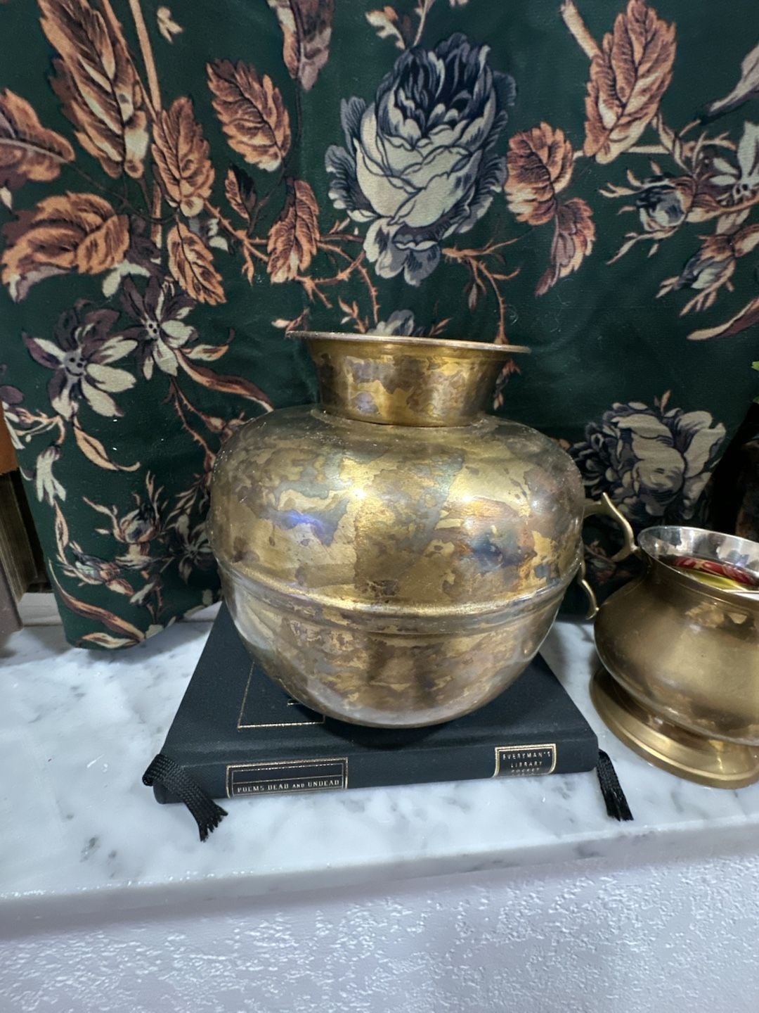 Vintage Brass Vessel Urn Pot Antique Patina Decor 4