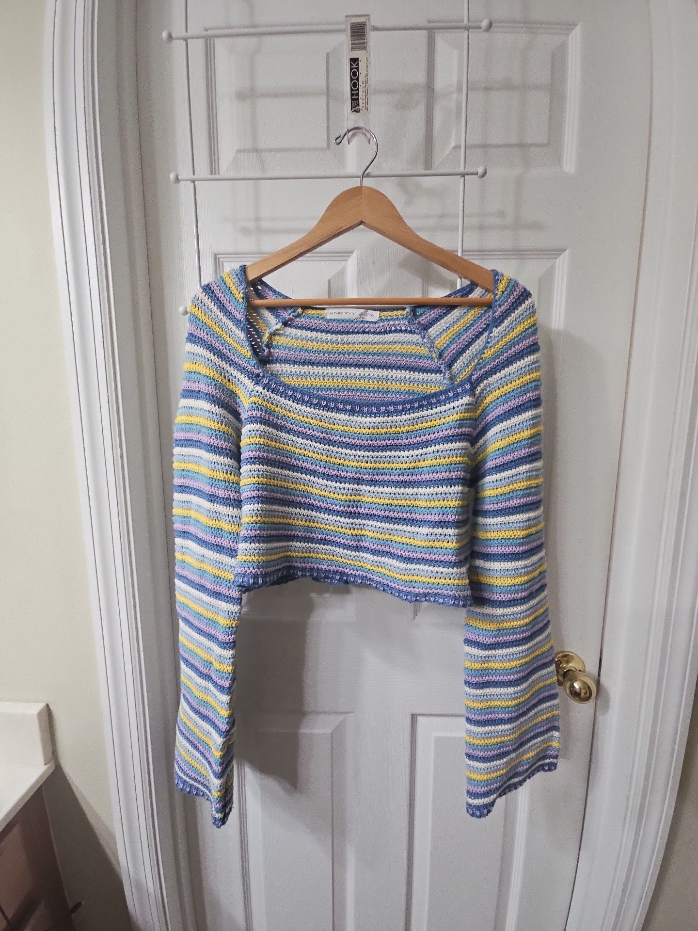 Altar'd State Crochet Striped Crop Top Size XL Multicolor 2