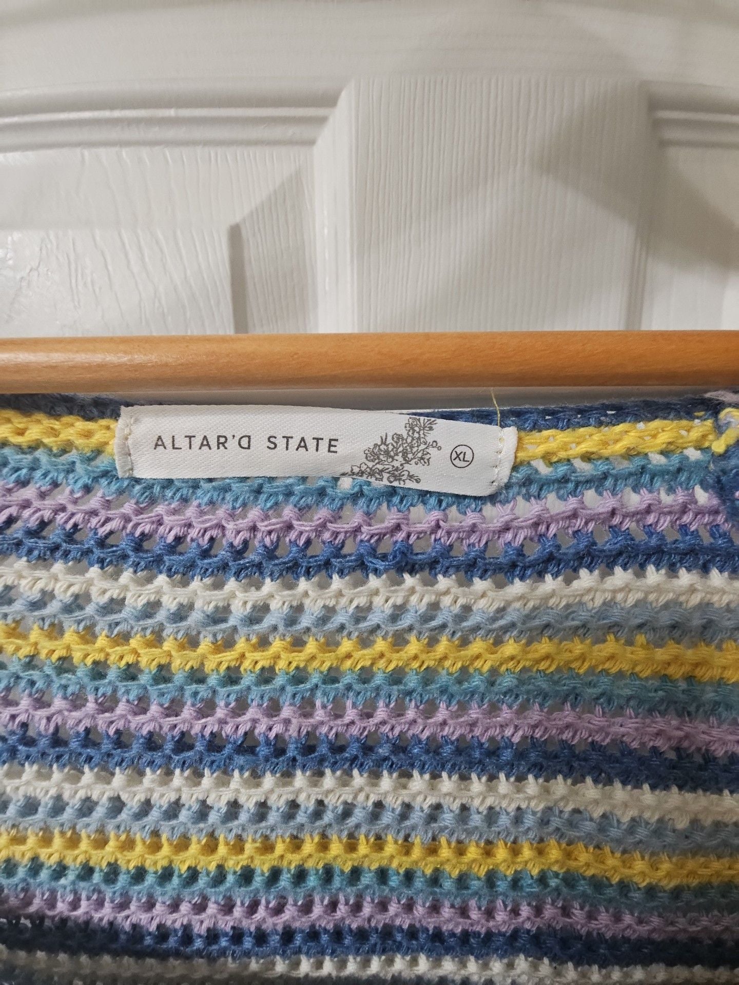 Altar'd State Crochet Striped Crop Top Size XL Multicolor 4