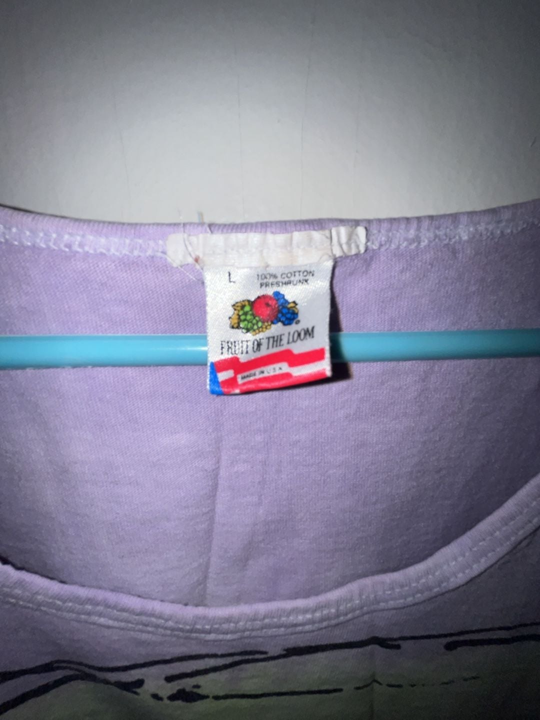 Fruit of the Loom Tank Top Size L Purple Green Striped Vintage 3
