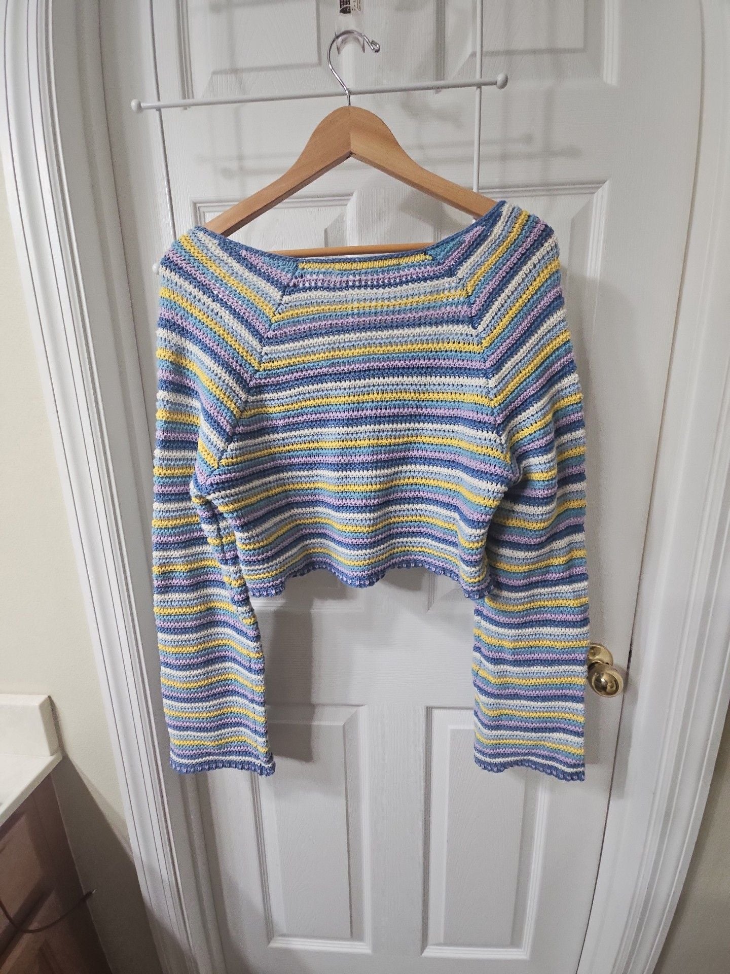 Altar'd State Crochet Striped Crop Top Size XL Multicolor 6