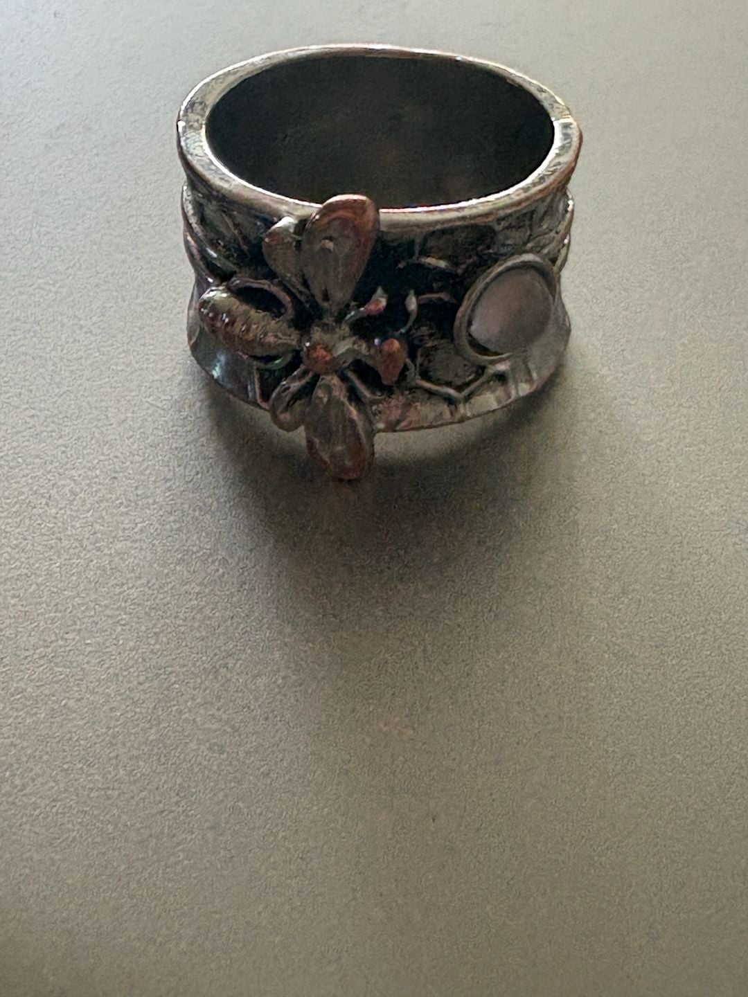 Boho Magic Silver And Brass Honeybee with moonstone Ring Size 7 3