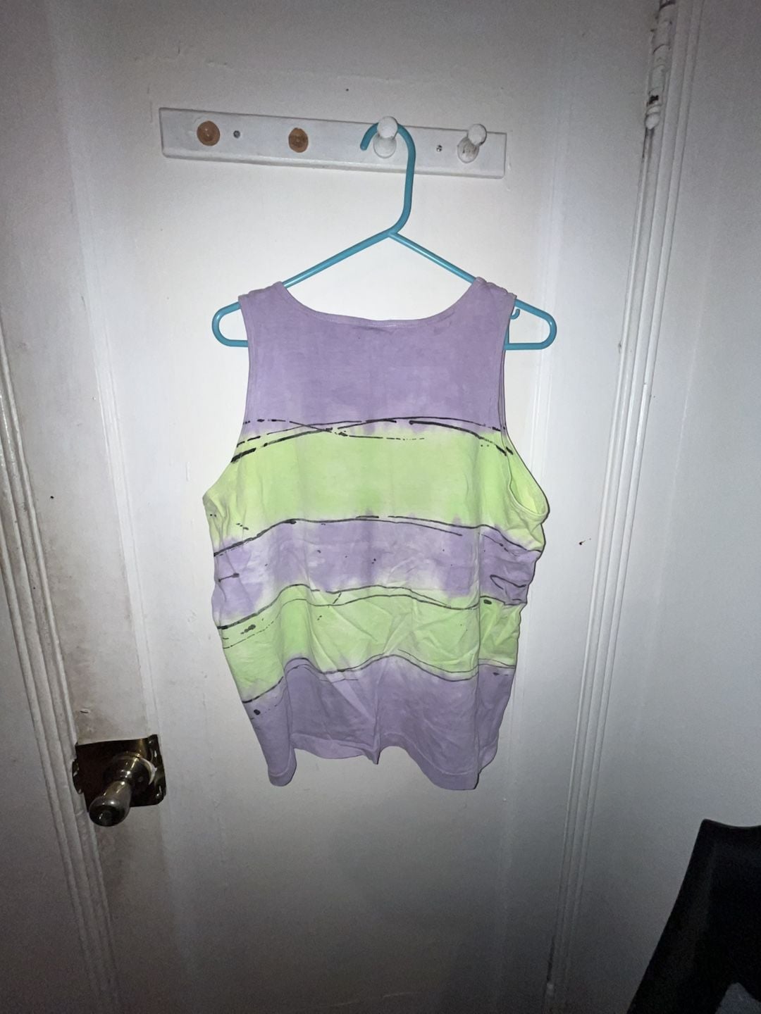 Fruit of the Loom Tank Top Size L Purple Green Striped Vintage 4