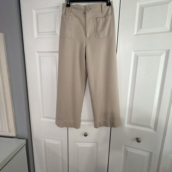 Jones New York Wide Leg Patch Pocket Pants Size 6 Tan