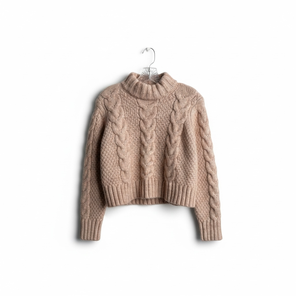 American Eagle Cropped Fisherman Chunky Cable Knit Sweater 2
