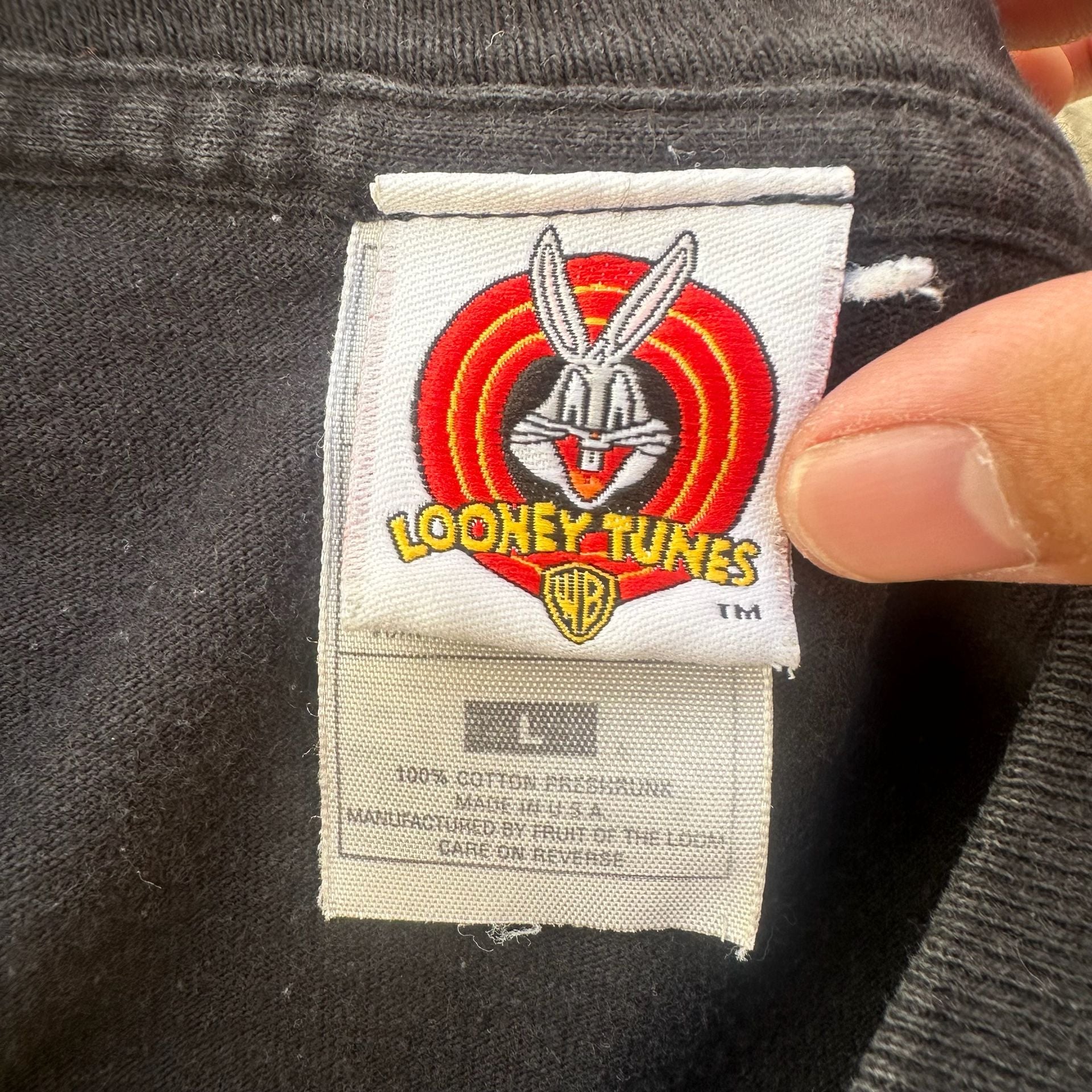 Vintage Looney Tunes Tweety Bird Graphic T-Shirt Black Large 3