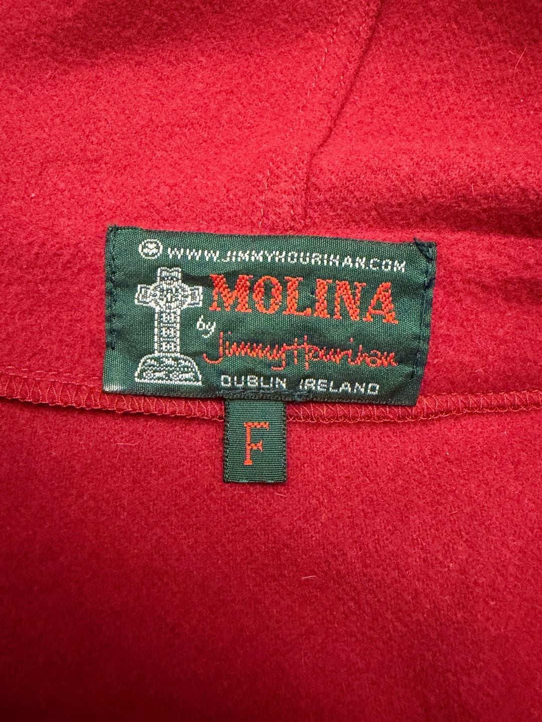 VTG Molina Jimmy Hourihan Red Wool Hooded Cape Cloak Ireland One Size Pockets 8