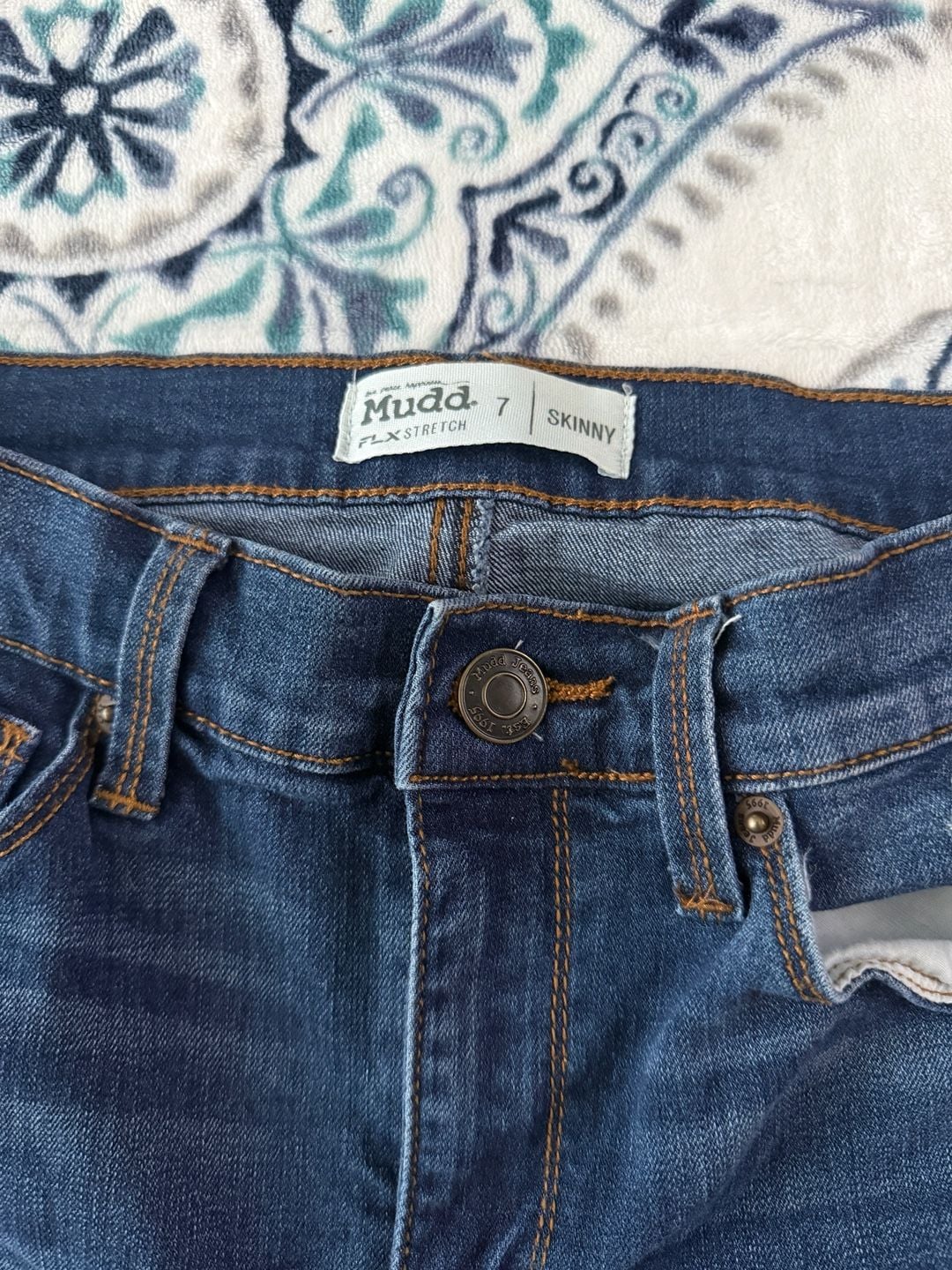 Mudd Jeans Size 7 Skinny Blue Distressed Ripped Denim Jeans 3