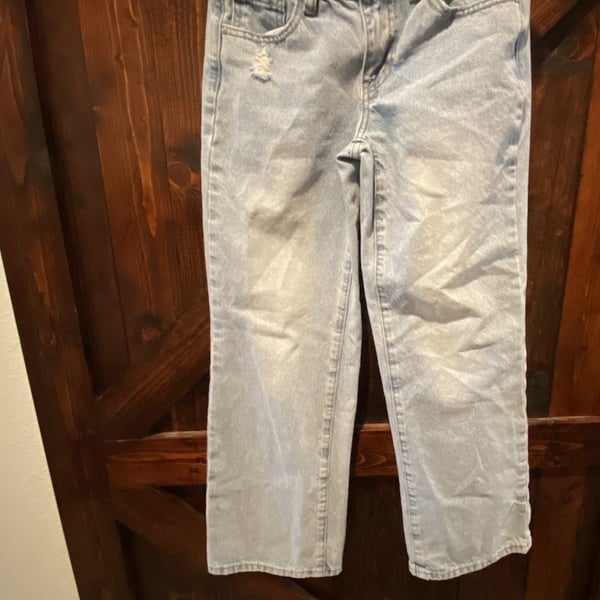 RSQ Low Rise Wide Leg Jeans Size 14 Light Wash Distressed Denim
