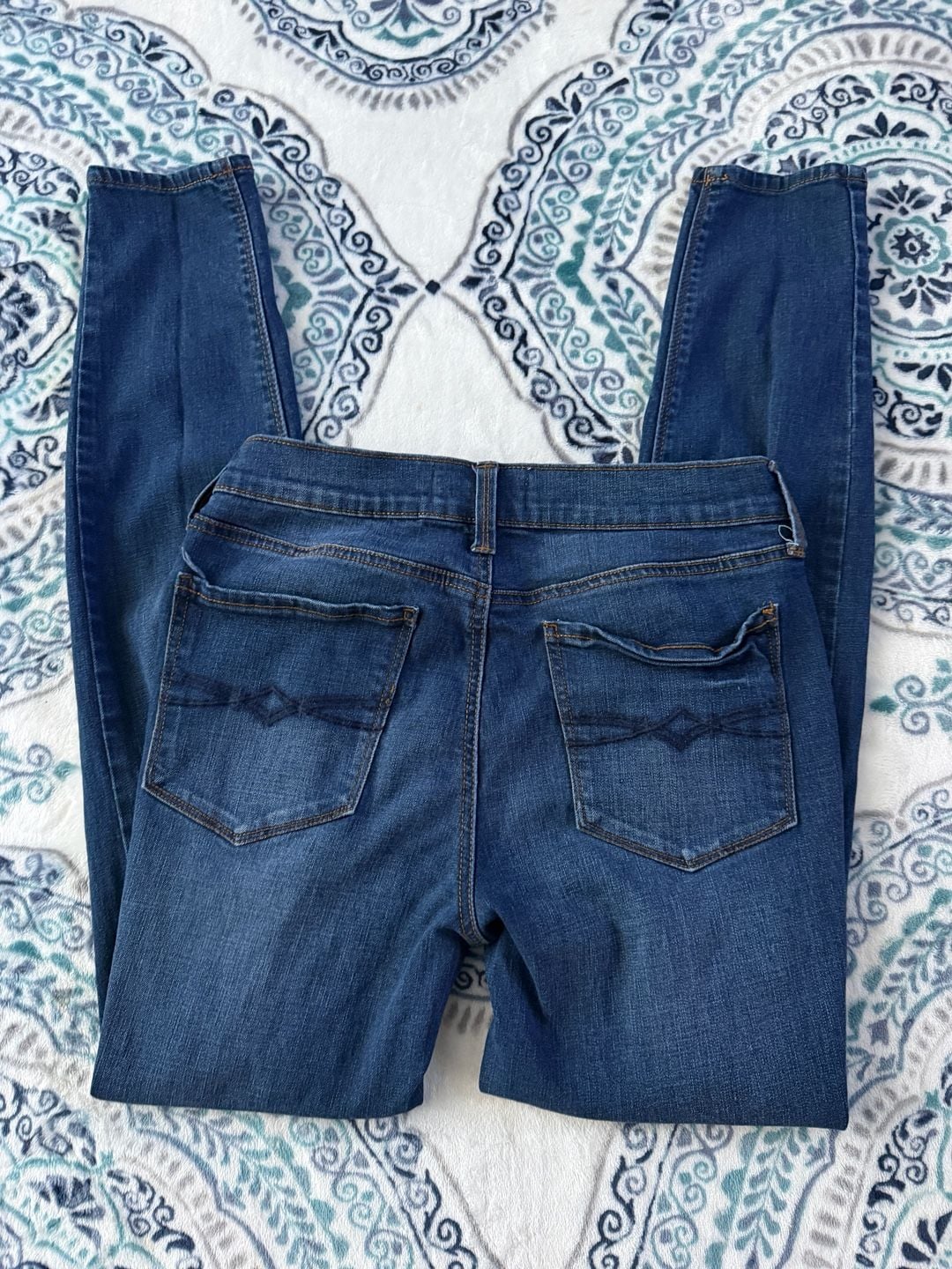 Mudd Jeans Size 7 Skinny Blue Distressed Ripped Denim Jeans 5