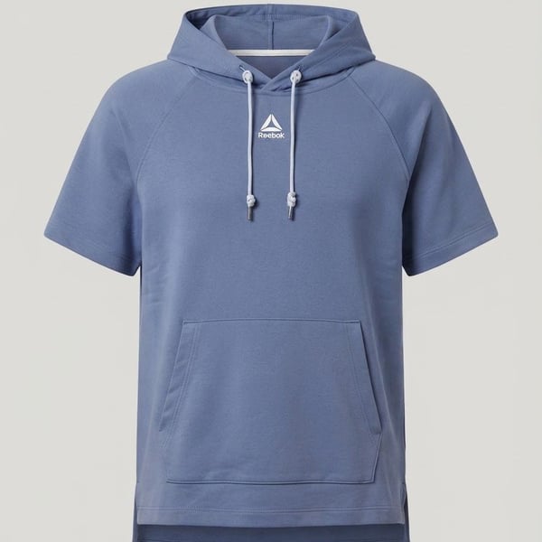 Reebok Short Sleeve Hoodie Size XL Blue Pullover Sweatshirt
