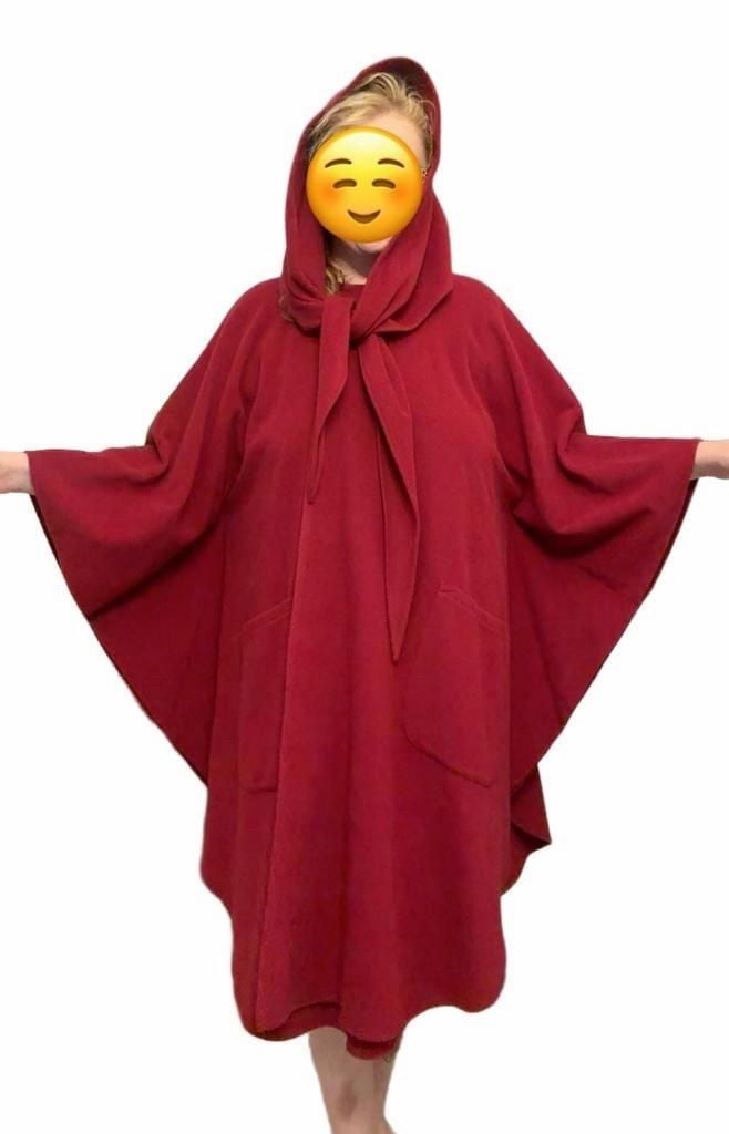 VTG Molina Jimmy Hourihan Red Wool Hooded Cape Cloak Ireland One Size Pockets 2