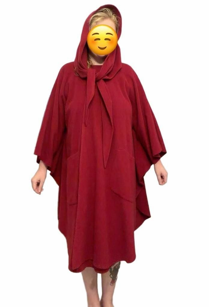 VTG Molina Jimmy Hourihan Red Wool Hooded Cape Cloak Ireland One Size Pockets 3