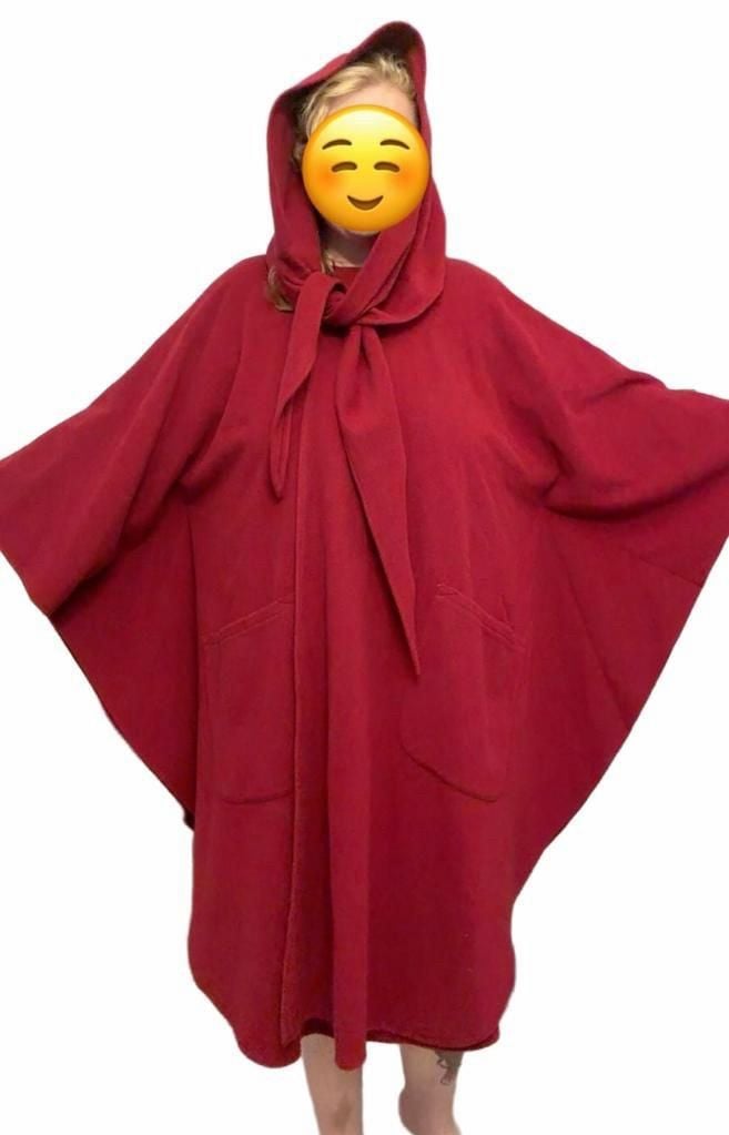 VTG Molina Jimmy Hourihan Red Wool Hooded Cape Cloak Ireland One Size Pockets 5