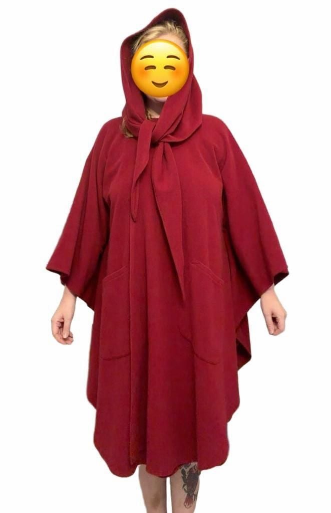VTG Molina Jimmy Hourihan Red Wool Hooded Cape Cloak Ireland One Size Pockets 4