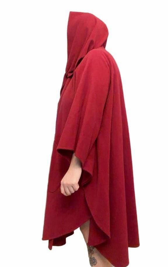 VTG Molina Jimmy Hourihan Red Wool Hooded Cape Cloak Ireland One Size Pockets 7