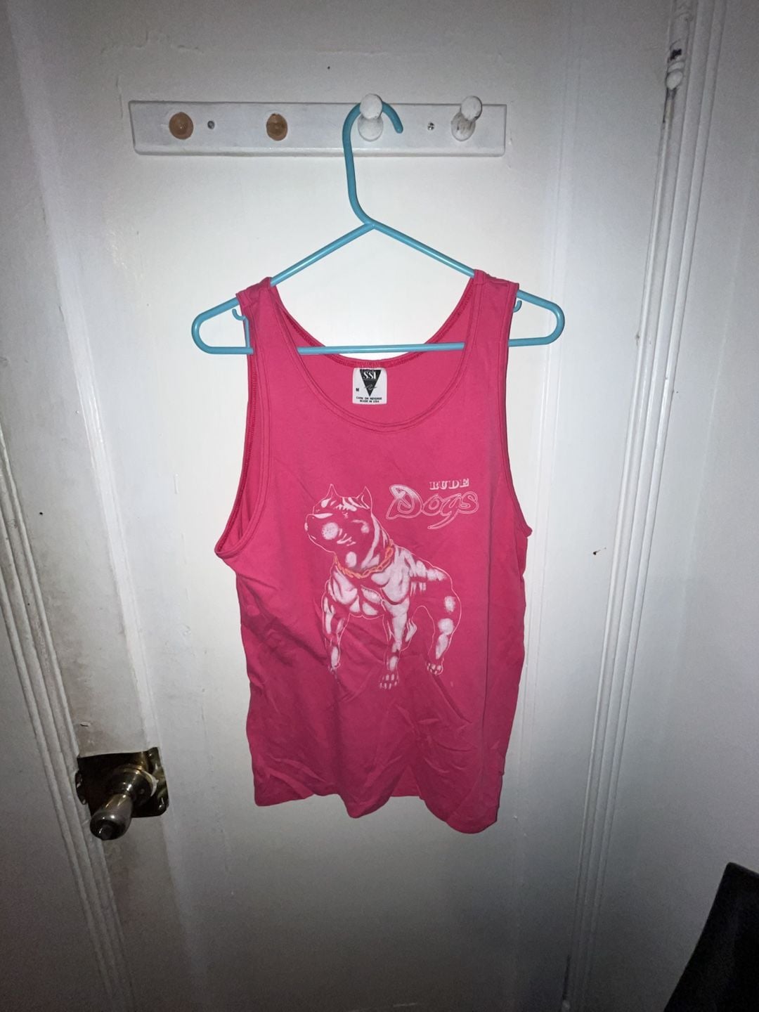 SSI Rude Dogs Tank Top Size M Pink Pitbull Graphic 2