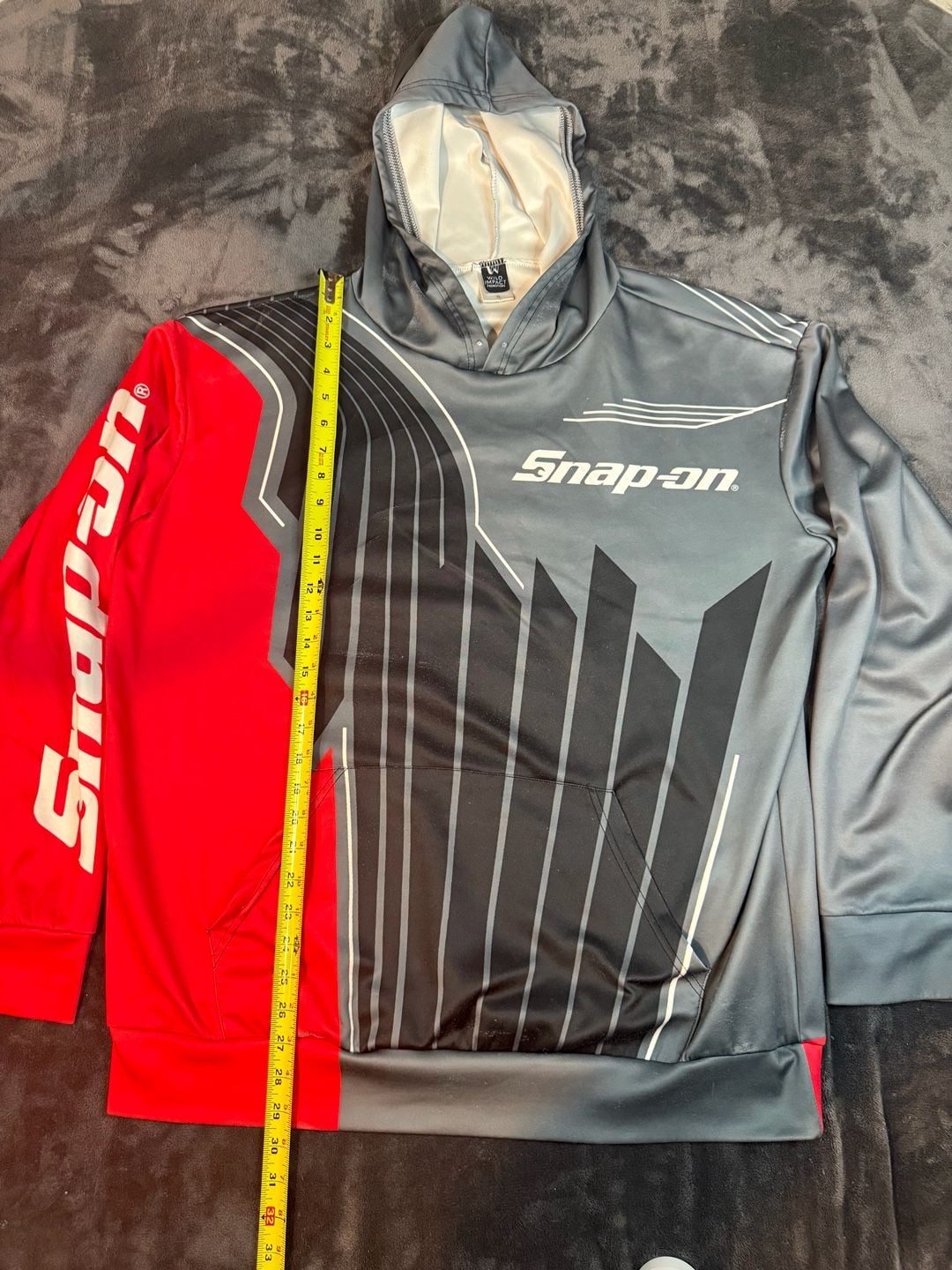 Snap-On Hoodie Size XL Red Gray Graphic Racing Pullover Sweatshirt-#138 2