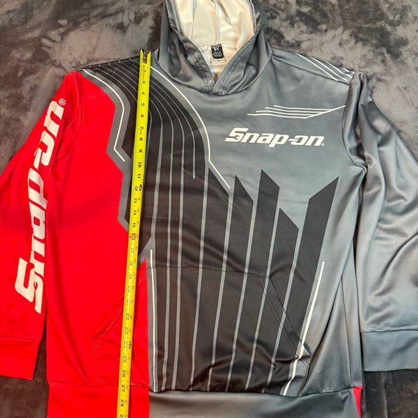 Snap-On Hoodie Size XL Red Gray Graphic Racing Pullover Sweatshirt-#138