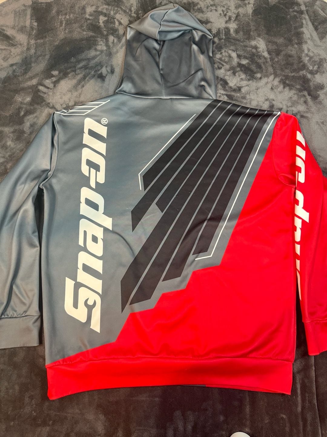 Snap-On Hoodie Size XL Red Gray Graphic Racing Pullover Sweatshirt-#138 12