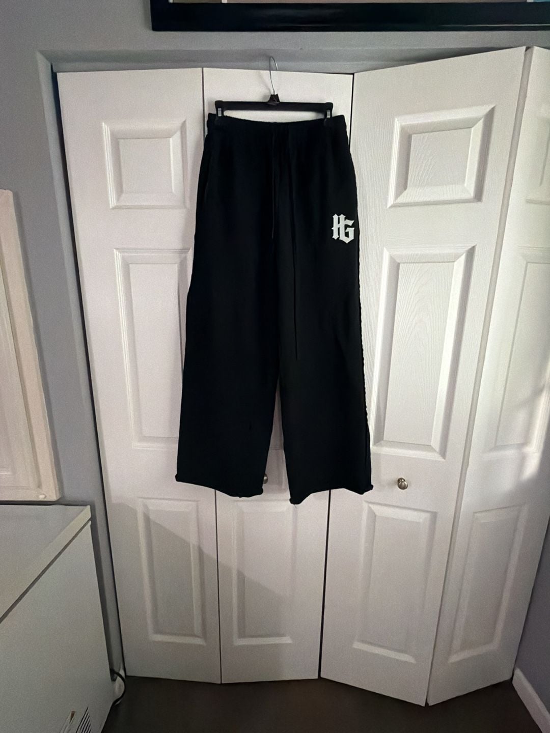 Holy Ghost Sweatpants Size M Black Logo Drawstring Wide Leg 2