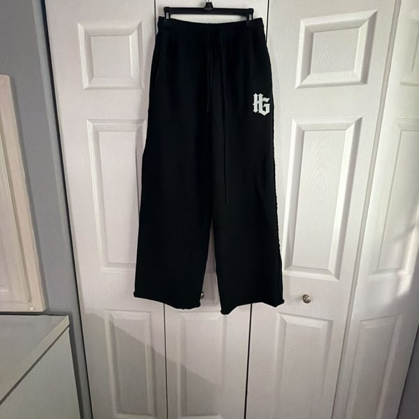 Holy Ghost Sweatpants Size M Black Logo Drawstring Wide Leg