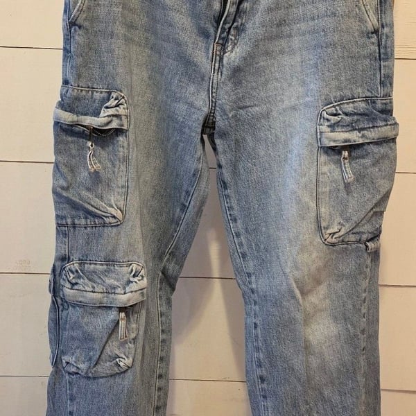 Pistola Varsy Cargo Jeans Size 28 Light Blue Denim
