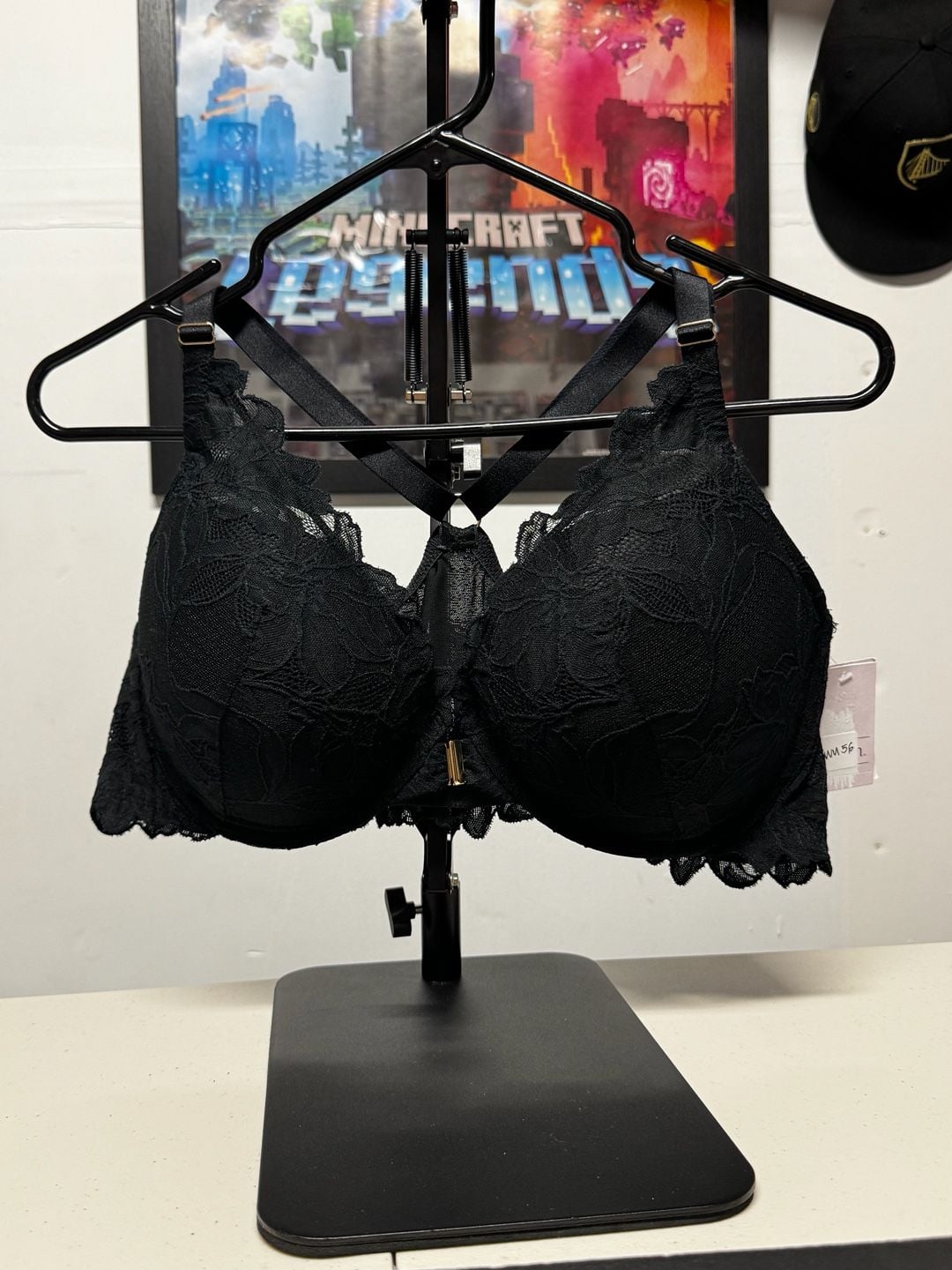 WU56 42C Auden Lace Front Close Push Up Plunge Bra Black NWT 2