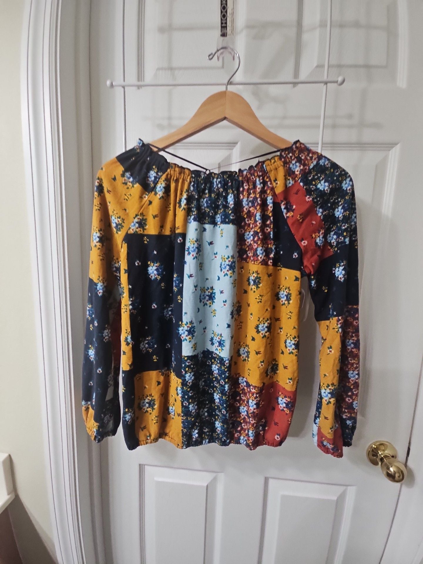 Melissa Paige Petite Floral Patchwork Off Shoulder Top Size S 7