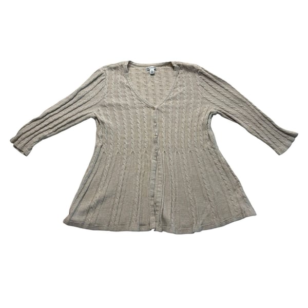 Croft & Barrow Cable Knit Cardigan Sweater Size XL Beige V-Neck Button Down
