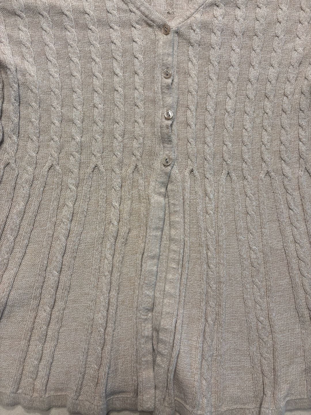 Croft & Barrow Cable Knit Cardigan Sweater Size XL Beige V-Neck Button Down 5