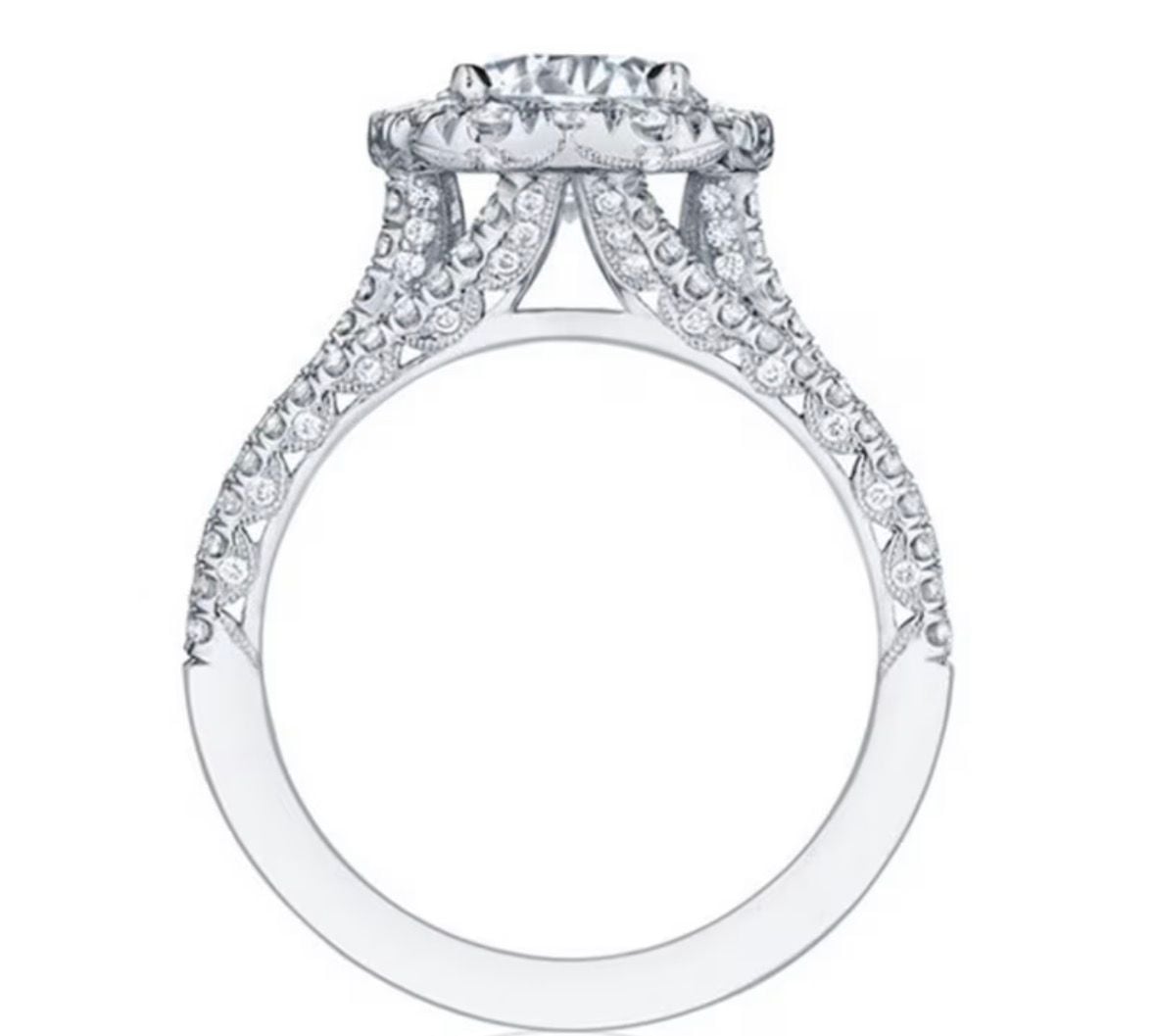 2 CT Round Cut Halo Moissanite Diamond Triple Band Engagement Ring 4