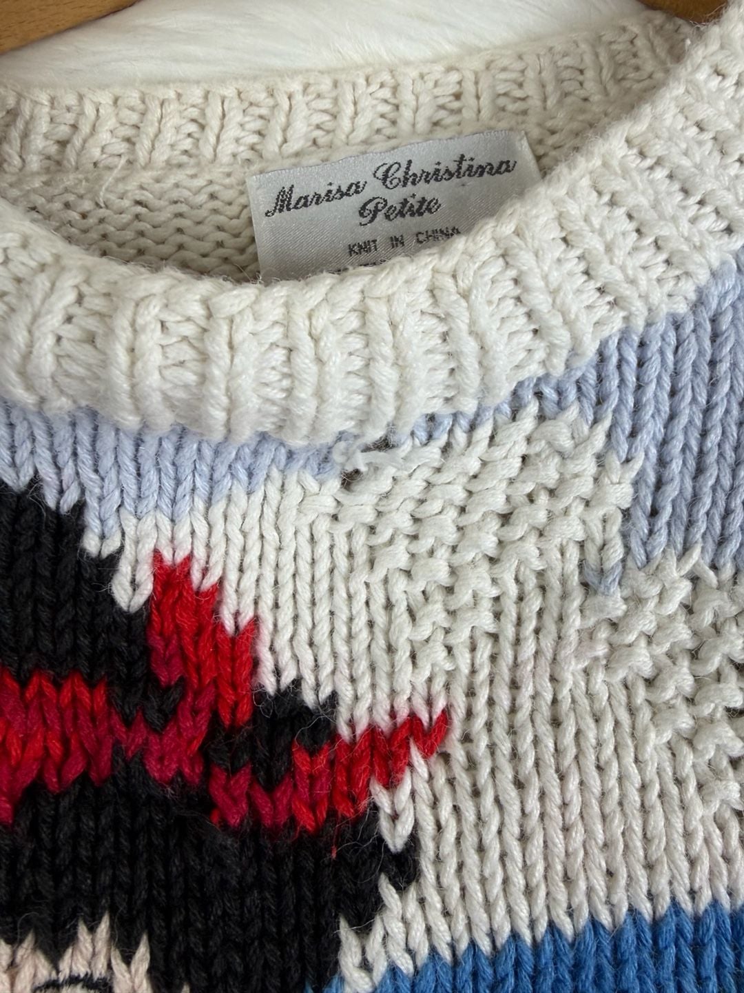 Marisa Christina Beach Scene Intarsia Knit Sweater Petite Multi 9