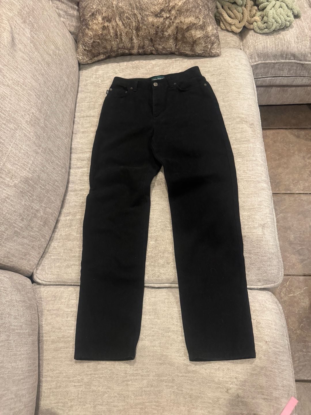 Lauren Jeans Co. High Rise Straight Leg Jeans Sz 4 Black Denim Soft 100% Cotton 3