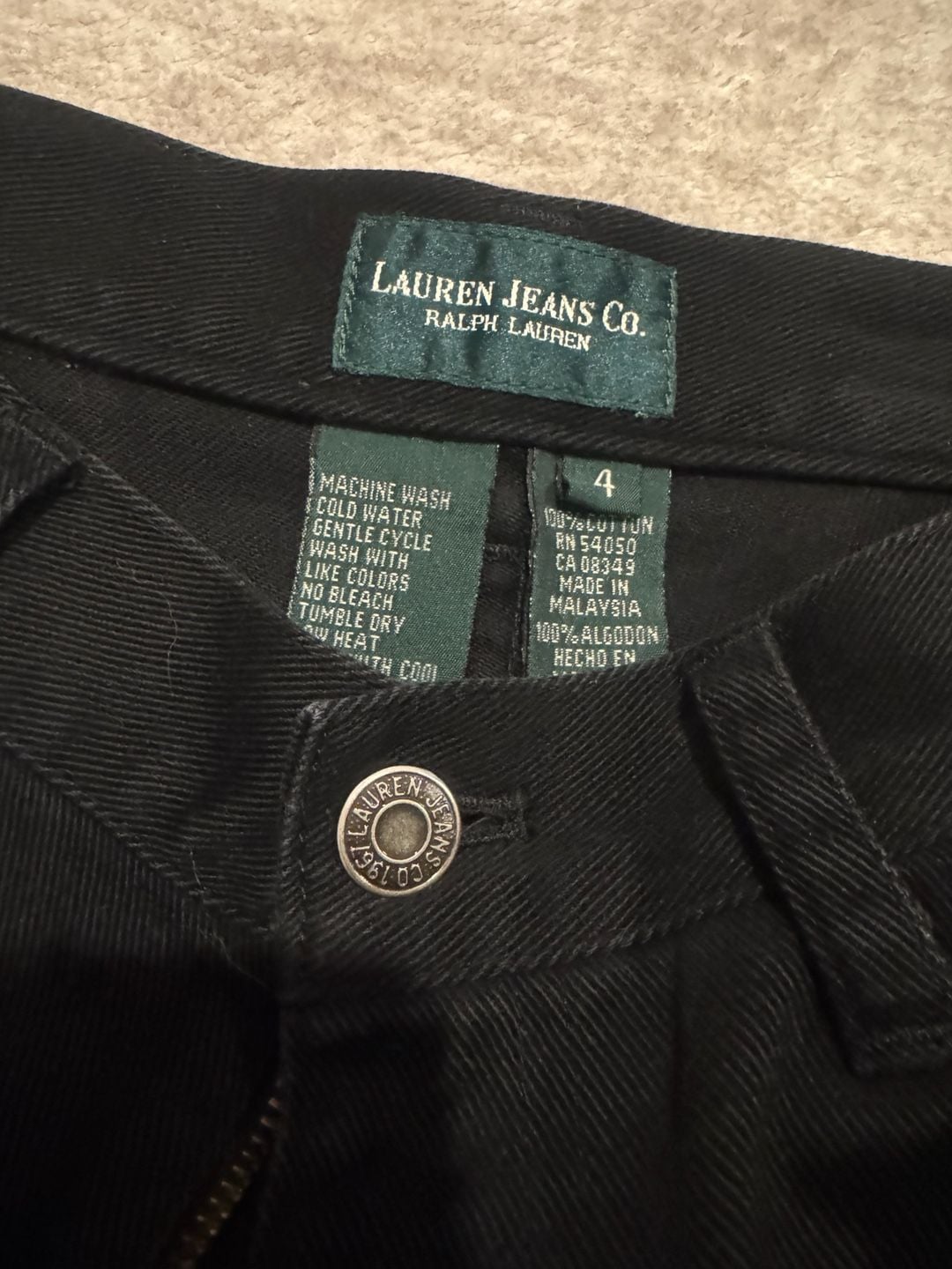 Lauren Jeans Co. High Rise Straight Leg Jeans Sz 4 Black Denim Soft 100% Cotton 5