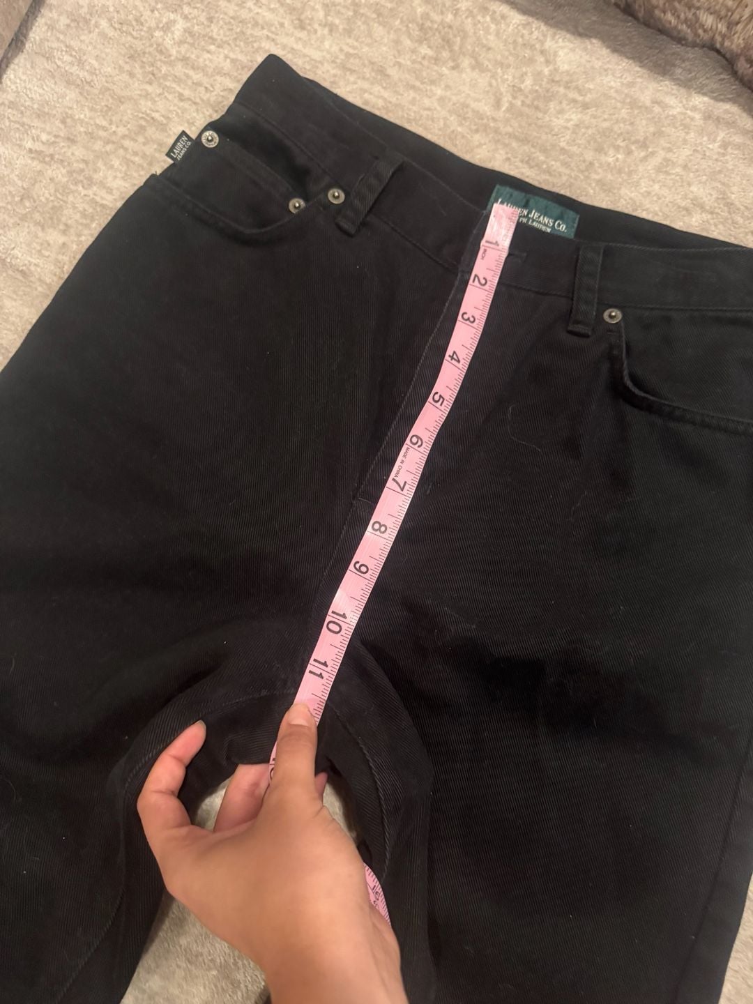 Lauren Jeans Co. High Rise Straight Leg Jeans Sz 4 Black Denim Soft 100% Cotton 7