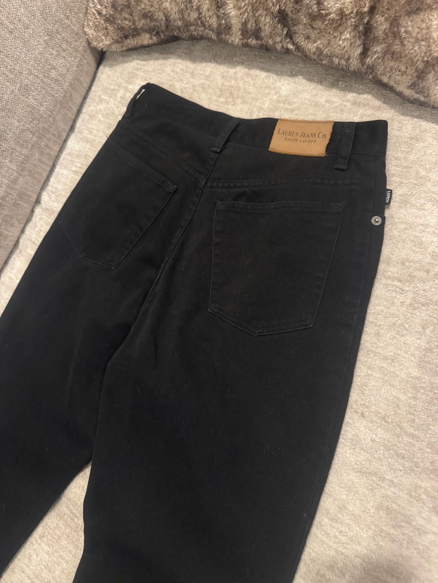 Lauren Jeans Co. High Rise Straight Leg Jeans Sz 4 Black Denim Soft 100% Cotton 2