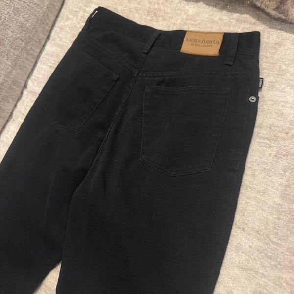 Lauren Jeans Co. High Rise Straight Leg Jeans Sz 4 Black Denim Soft 100% Cotton