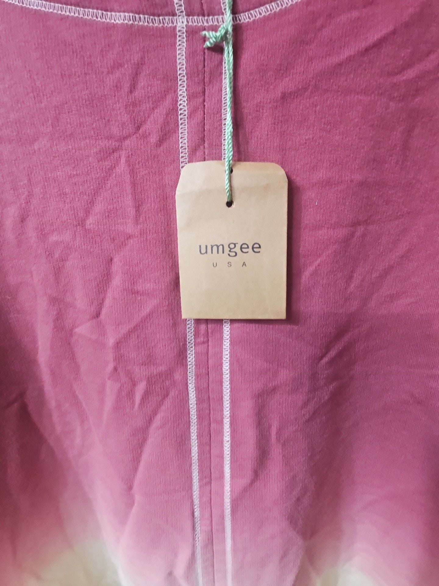 Umgee Dip-Dye French Terry Round Neck Button Tab on Sleeves Dress in Taupe 4