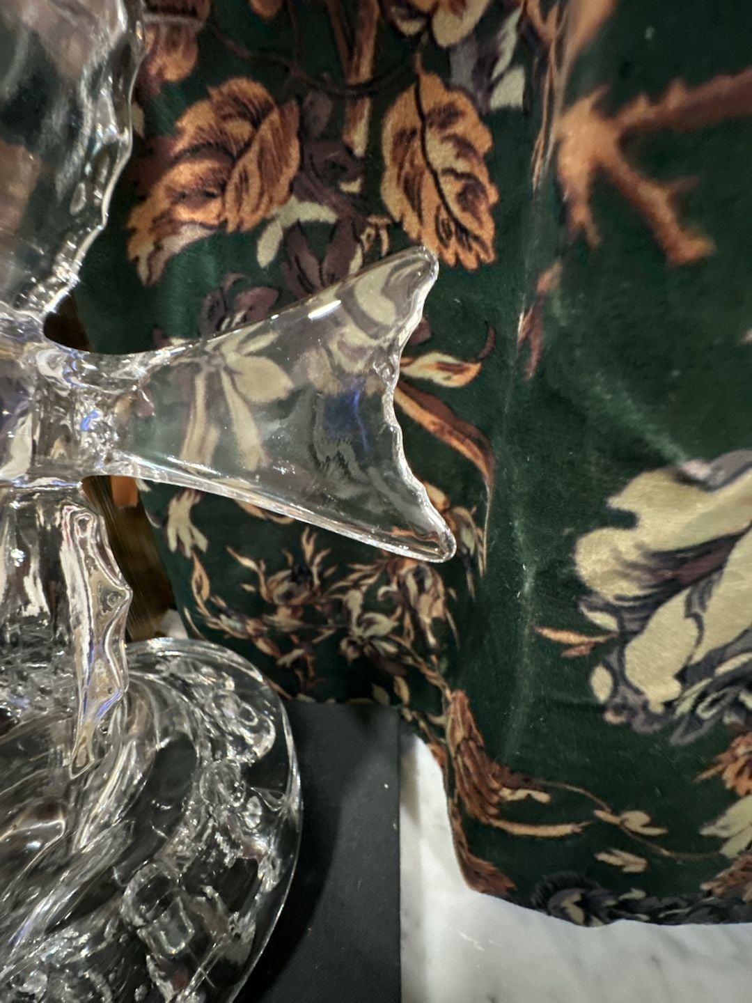 Vintage Clear Art Glass Bird Figurine Flower Frog Vase 6