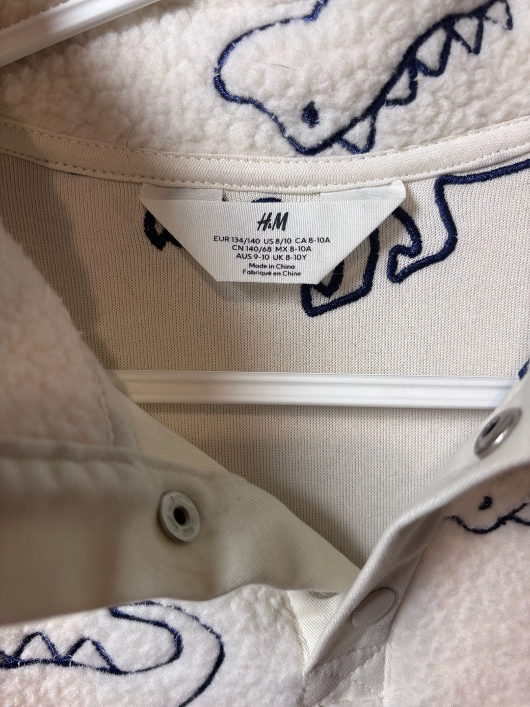 H&M Dino Club Natural Park Sherpa Sweatshirt Size 8-10A White Dinosaur Print 5