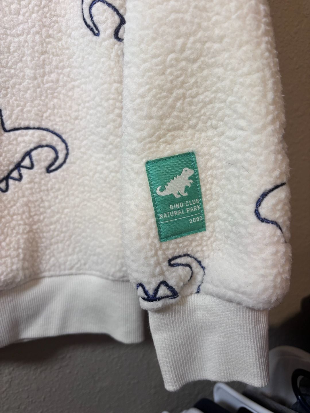 H&M Dino Club Natural Park Sherpa Sweatshirt Size 8-10A White Dinosaur Print 6