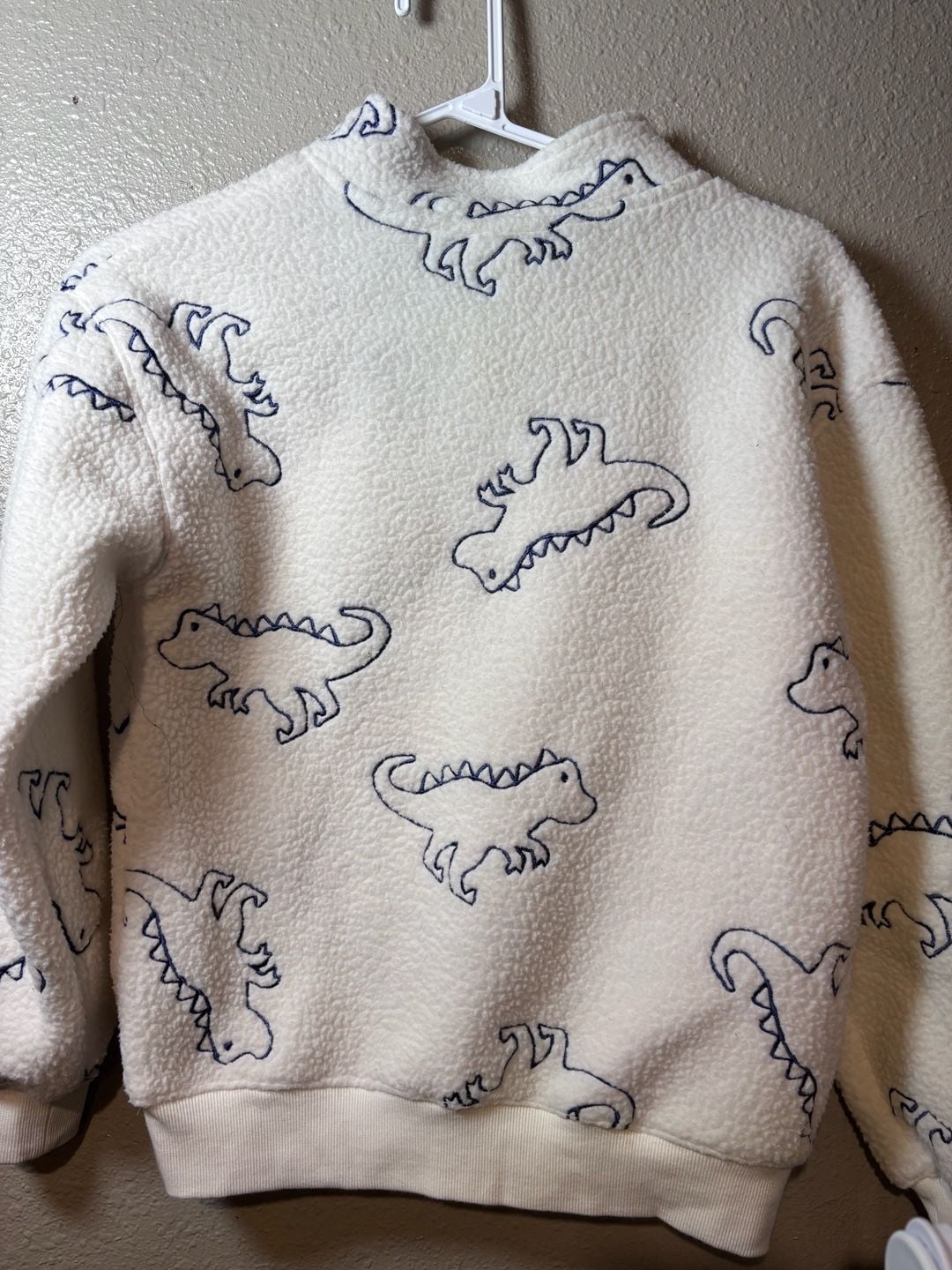 H&M Dino Club Natural Park Sherpa Sweatshirt Size 8-10A White Dinosaur Print 7