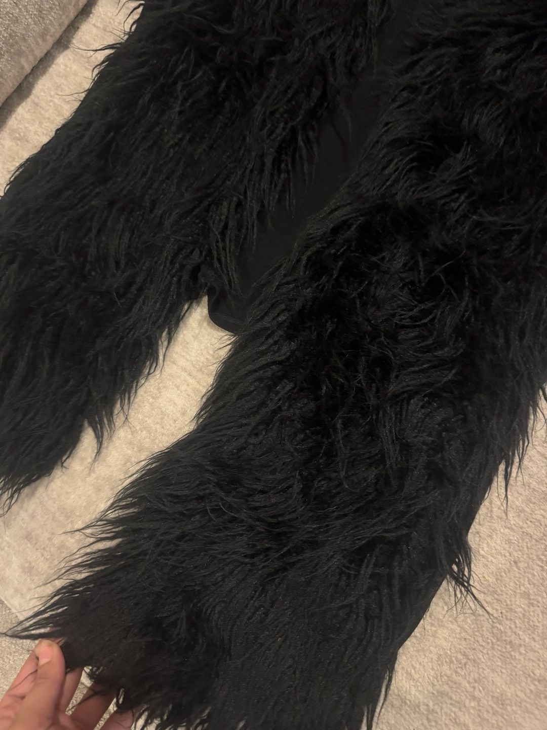 Cabi Faux Fur Vest Size M Black Shag Trim Open Front 4
