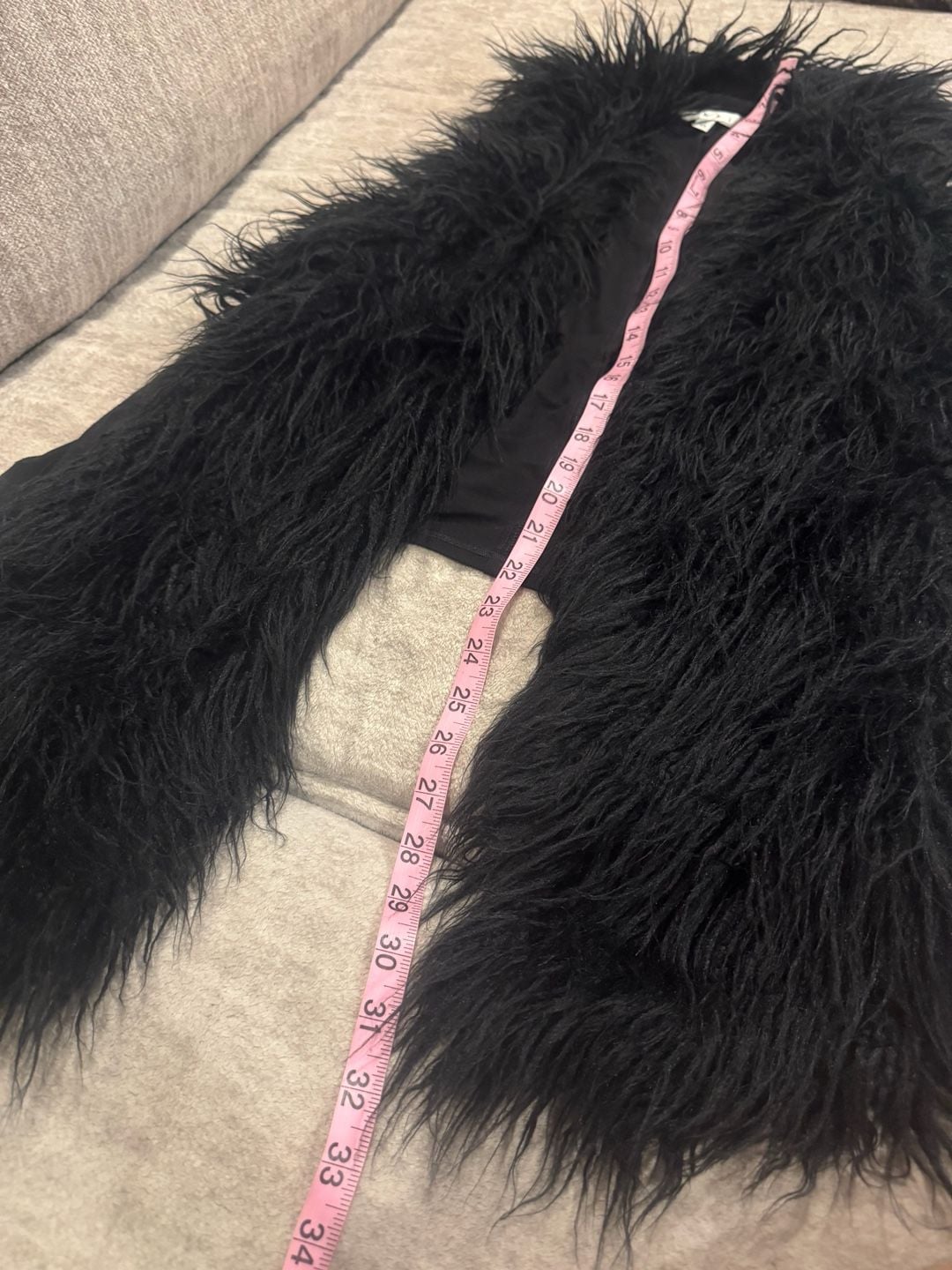 Cabi Faux Fur Vest Size M Black Shag Trim Open Front 8