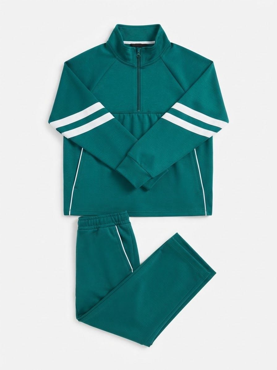 The Children's Place Boys Long Raglan Sleeve Contrast Scuba Track Jacket Green 1
