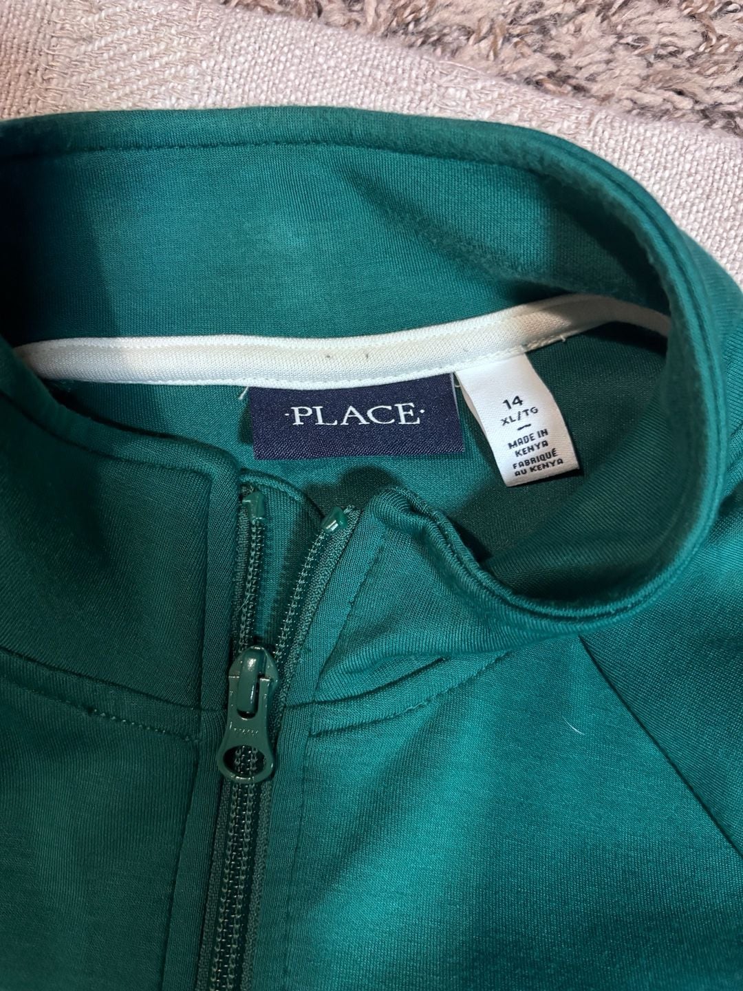 The Children's Place Boys Long Raglan Sleeve Contrast Scuba Track Jacket Green 5